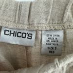 Chico's size 3 Reg XL 100% linen tan pull on style loose pants with pockets Photo 3