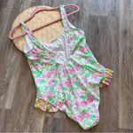 ASOS  floral‎ scoop neck frilly one piece swimsuit NEW Photo 3