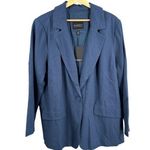 Eloquii  Blazer Navy Linen Blend One Button Closure Notch Lapel Womens 16 New Photo 0