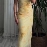 ZARA NWT  YELLOW PRINTED TULLE MIDI DRESS SIZE XS Photo 9