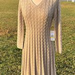 J Howard Sweater Dress Cable Knit Light Tan Womens Medium Photo 3
