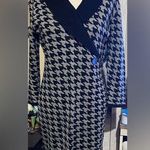 Calvin Klein CHIC BLACK & WHITE HOUNDSTOOTH BUCKLE WAIST KNIT SWEATER DRESS S Photo 0