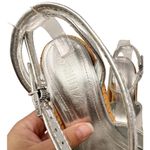 Schutz NEW Pattie Metallic Leather Platform Sandal Chunky Heel Silver US 8.5 Photo 5