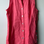 J.Jill ‎ Love Linen Sleeveless Button Down Coral Pink Top - Size S Photo 0