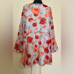 Lulus NWOT Lululs Petals of Honor Light Blue Floral Wrap Dress sz S long sleeve sheer Photo 4