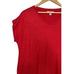 Orvis Knit Top Womens Medium Red V Neck Relaxed Fit Short Sleeve Classic Casual Photo 4