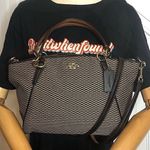 Coach Legacy Black with Cream Jacquard and Leather Color Block Shoulder Bag Tote Photo 14