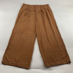 A New Day Clay Brown Crinkle High Rise Wide Leg Summer Trouser Pant 16 Photo 0