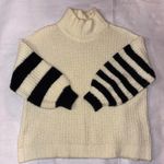 Urban Outfitters  Gemini Cream Striped Sleeve Turtleneck chunky‎ knit Sweater Photo 2
