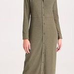 Faherty Legend Sweater Maxi Dress in olive green melange twill Photo 0