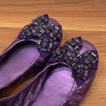 Tory Burch Azalea Jeweled Bow Metallic Purple Ballerina Ballet Flats Size 8.5M Photo 4