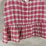 CURRENT/ELLIOT Linen Plaid Peplum Tank Top NEW Size 3 (Large) Red Photo 3