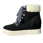 Steve Madden Women's 7 Warner Wedge Ankle Bootie Black Suede Faux Fur Winter Photo 3