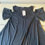 Zeagoo Stretchy Women’s Black Cold Shoulder Criss Cross Straps‎ Flowing Shirt XL to 1X Photo 8