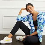 Hill House NWT  The Allie Zip-Up in Ocean Kaleidoscope Sz‎ S Hippie 70s Colorful Photo 0