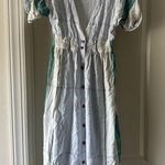 O'Neill  Ivory Multicolor Plaid Size Xs Midi Short Sleeve Dress Beauty Cotton Photo 0