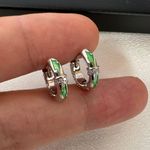 14mm CZ Small Hoop Earrings for Men Women,Streetwear Hop Hop Unisex Style Silver Photo 5