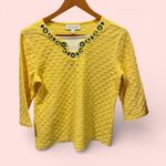 Breckenridge Cute vintage 90’s textured banana-rama jeweled neck top cotton stretch bright Photo 1