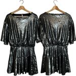 Free People  Manuka Sequin Mini Dress Women's Small Silver Drop Waist Party NWOT Photo 4