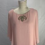 Ignite Evenings Chiffon Overlay Asymmetrical Cape Blush Pink Sheath Dres… Size 8 Photo 2