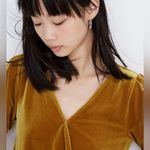 Madewell  Velvet Smocked Crossover Wrap-Style Top Blouse in Antique Gold‎ Size XL Photo 1