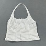 SheIn  Halter Neck Corset Top M White Lace Up Bows Detail Split Hem Satin Feel Photo 1