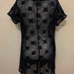 Dotti Brand Dotti Black Crochet Short Sleeve Swim Cover Up Photo 1