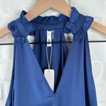 Glam Los Angeles Blue A-Line Tiered Halter V-neck Satin Dress Size Small Photo 2