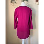 EXPRESS Fuchsia Pink Purple 3/4 Sleeve Zip Neckline Blouse Women's Small Photo 8