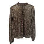 Wild Fable Women Medium Leopard Mesh Mock Neck Long Sleeve Pullover Top Festive Photo 0