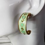 Boho Gold with Pastel Green Design Half Hoop Earrings New Photo 3