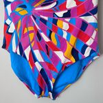 Trina Turk  Rio Off The Shoulder Ruffle One Piece Swimsuit Pink Blue Photo 2