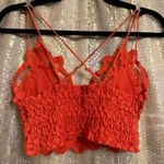 Free People One Adella Orange Longline Lace Smocked Bralette M Photo 1