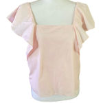 ZARA  TRF Size M Light Pink Ruffle Cotton Poplin Top Shirt Lined Photo 0