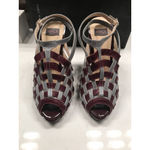 N.Y.L.A. Yaneli Woven Leather High Heel Women Platform Shoes Sandals Heels Sz 7 Purple Photo 4