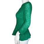 Anthropologie  Moulinette Soeurs Blouse Womens 0 Kelly Green Lace Peplum Romantic Photo 2
