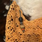 st. john's bay Vintage  Shoulder Bag Woven Paper Beaded Zipper Boho Coastal Photo 1