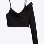 ZARA NWT Woman Satin Effect Asymmetric Chain Top Black Top Size M Blogger Fave Photo 4