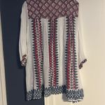 Roberta Roller Rabbit  lightweight cotton top White and Burgundy Geometric Tunic Photo 3