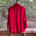 Karen Scott II Women's Vintage Shiny Red Long Sleeve Button Down Shirt Size 2X Photo 1