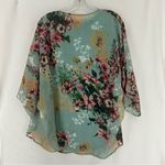 White House | Black Market  Floral Sheer Cardigan V Neck Blouse XS Blue Photo 5