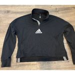 Adidas  Women's Black 3-Stripes Cropped‎ Quarter-Zip Sweatshirt Size Large Photo 1