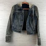 Free People  Blue Denim and Gray Hoodie Jacket Size XS Photo 0