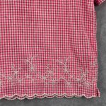 Koret Pink Plaid Short Button VTG Y2K Scallop Embroidered Floral Top Shirt Photo 6