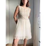 Y2K Knit Metallic gold/cream Womens Dress holiday NYE Sparkle Size Large Photo 6