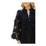 J.Marie The Seraphina Dress Small Long Sleeve Mesh Flower Applique Black NWT Photo 3