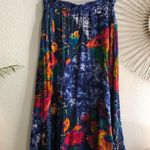 carole little Vintage  Blue multi-colored colorful boho indie festival tribal patchwork low rise midi/maxi skirt Photo 1