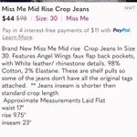 Miss Me Jeans Cropped Size 30 Photo 7