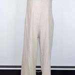Urban Outfitters Khaki Light Tan Strapless Linen Wide Leg Jumpsuit Romper XS Photo 2