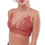 Free People Adella Bralette Women's XS Embroidered Lace Copper Crop Top Coquette Photo 8